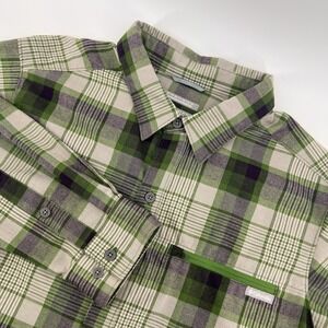 Columbia Omni-Wick Flannel Shirt Men's Large Green Plaid Omni-Shade Button Up